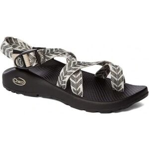 Chaco Women's Sandal in Black Footbed with White & Black Patterned Straps